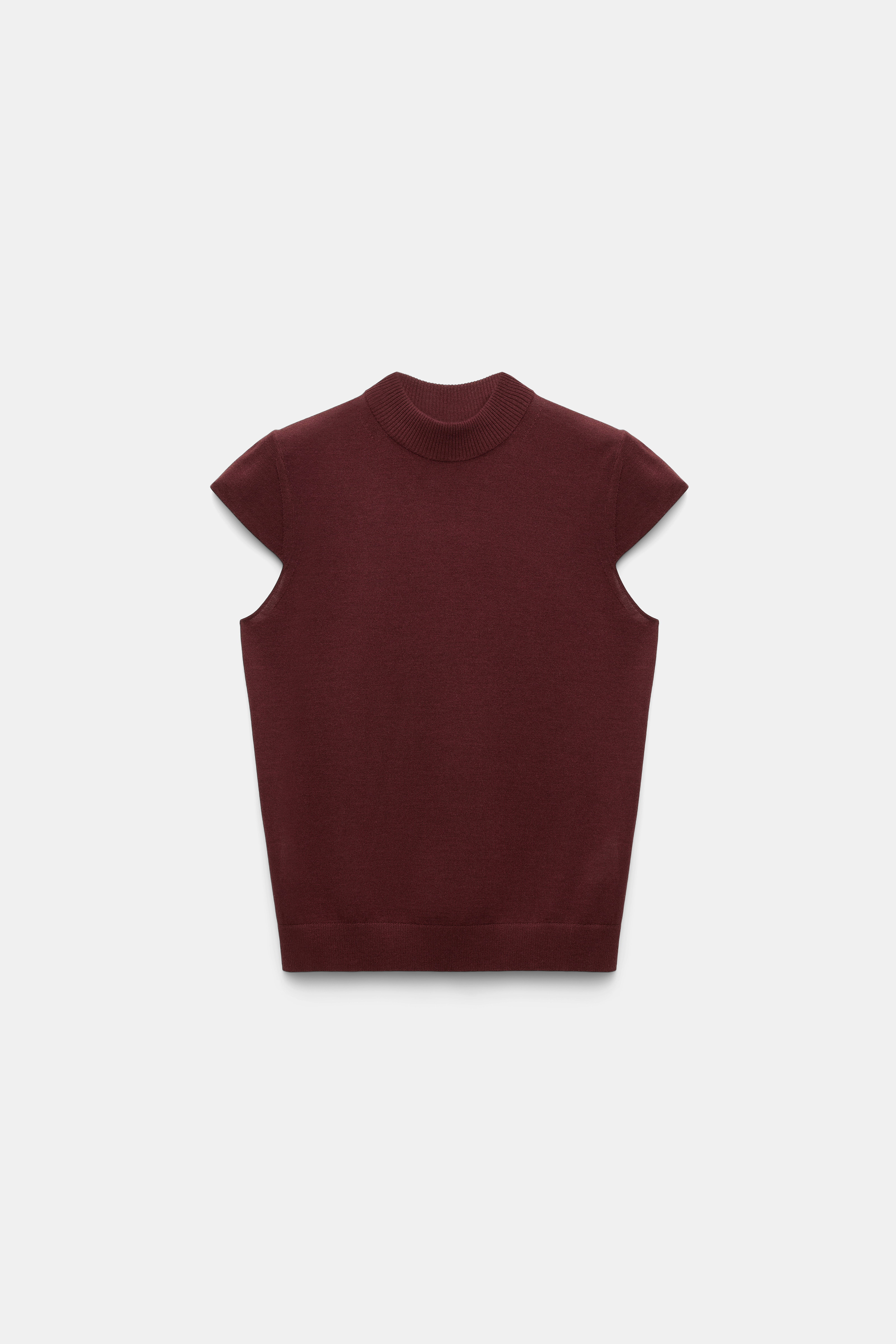 Dorothee Schumacher Virgin Merino-silk cap sleeve top deep redbrown