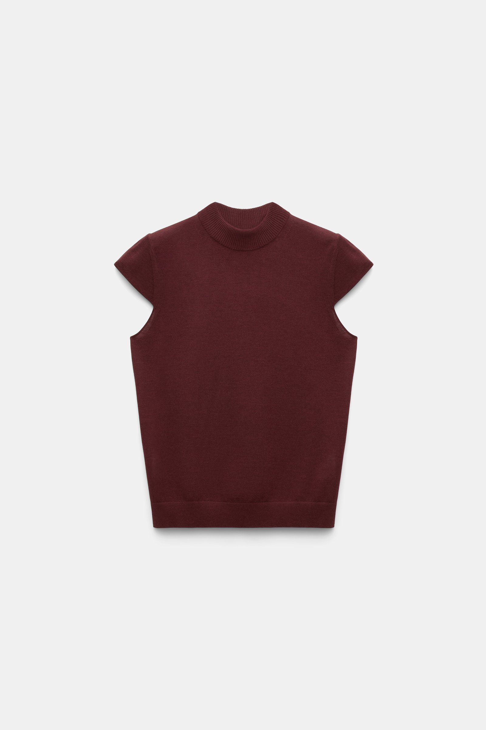 Dorothee Schumacher Virgin Merino-silk cap sleeve top deep redbrown