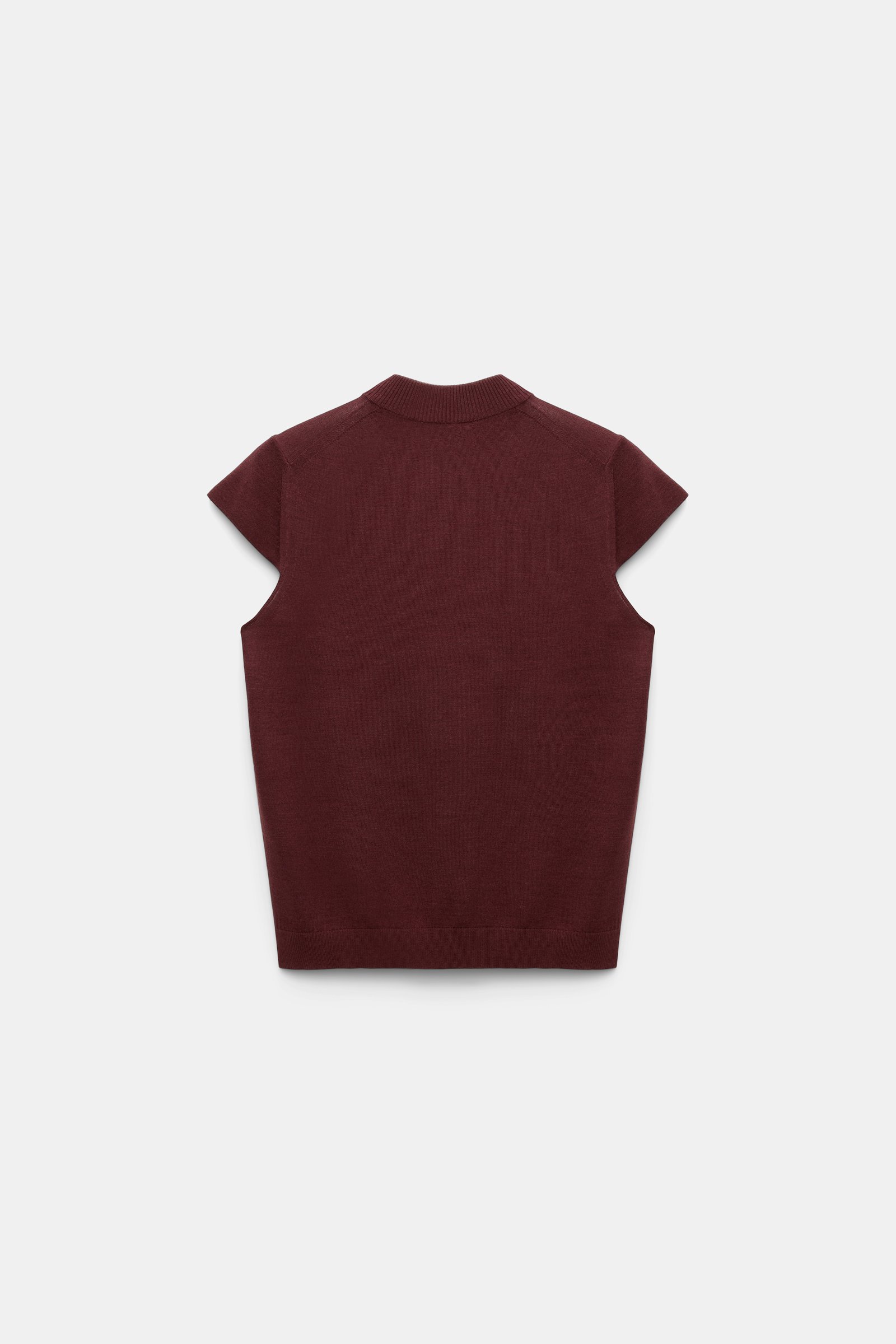 Dorothee Schumacher Virgin Merino-silk cap sleeve top deep redbrown