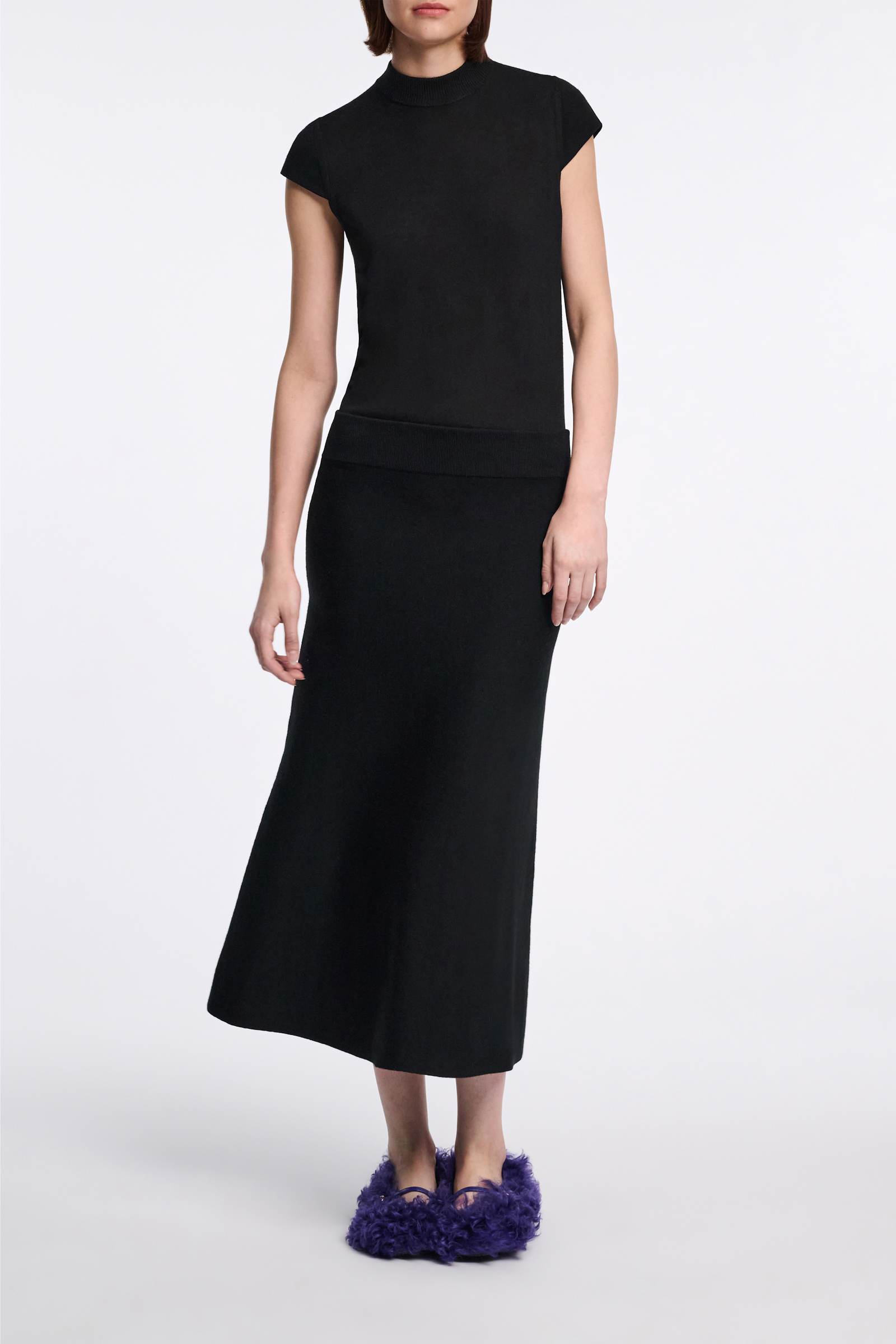 Dorothee Schumacher Pullover aus Merino und Seide mit Stehkragen pure black