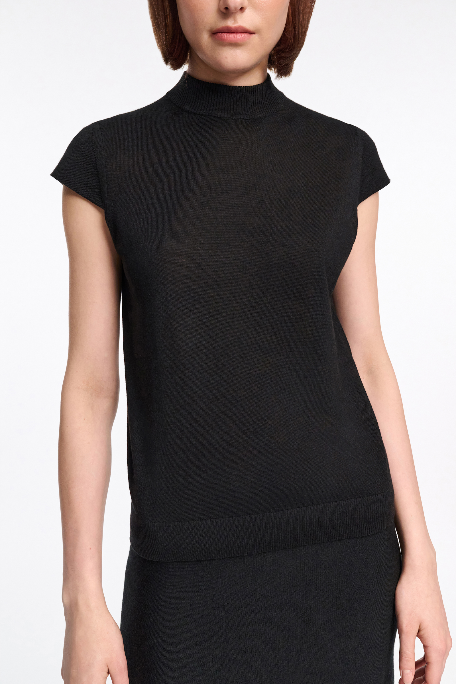 Dorothee Schumacher Pullover aus Merino und Seide mit Stehkragen pure black