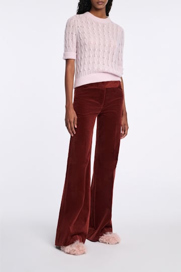 Dorothee Schumacher Rundhalspullover mit Zopfmuster und halbem Arm light rose