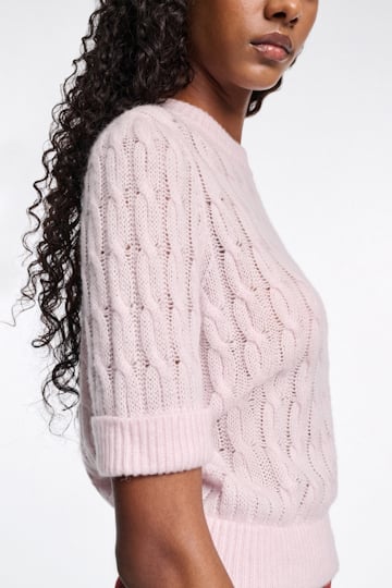 Dorothee Schumacher Rundhalspullover mit Zopfmuster und halbem Arm light rose