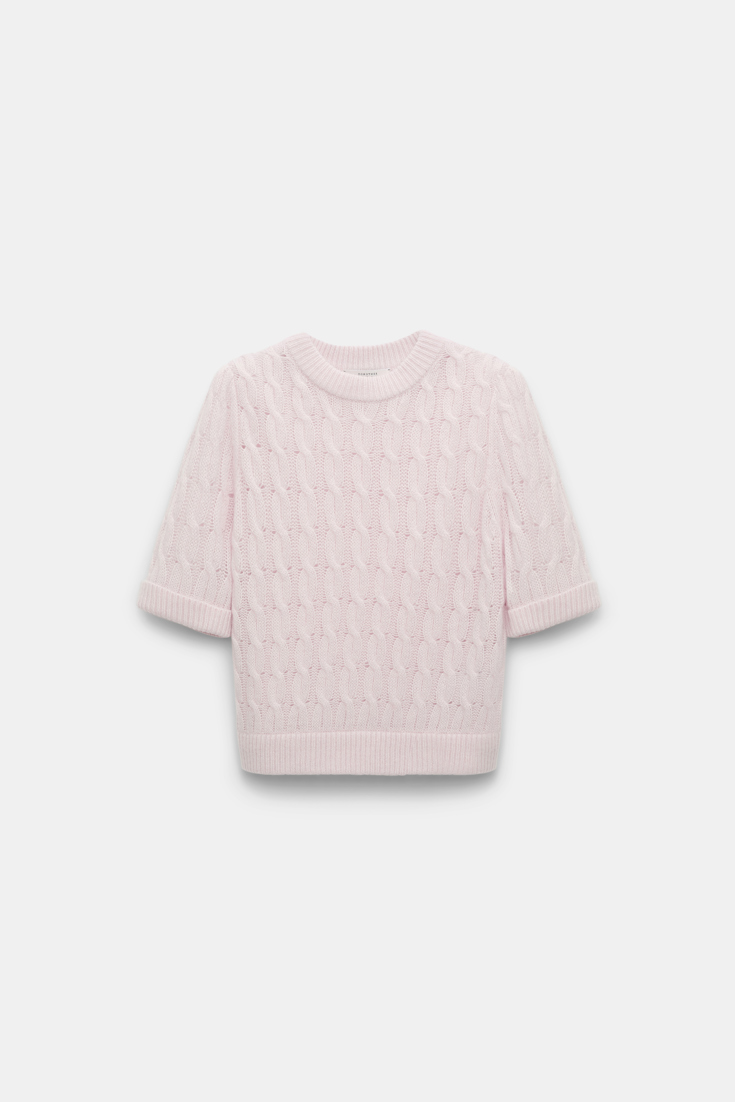Dorothee Schumacher Cable knit short sleeve pullover light rose