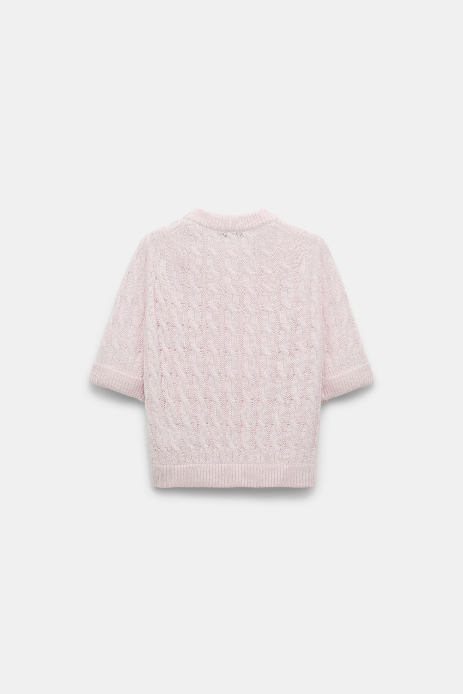 Dorothee Schumacher Cable knit short sleeve pullover light rose