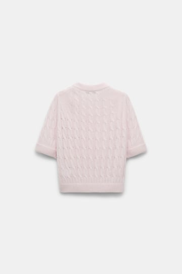 Dorothee Schumacher Rundhalspullover mit Zopfmuster und halbem Arm light rose