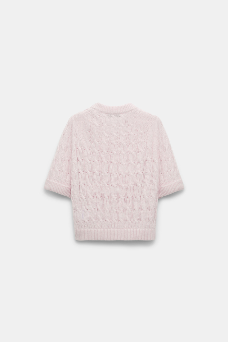 Dorothee Schumacher Cable knit short sleeve pullover light rose
