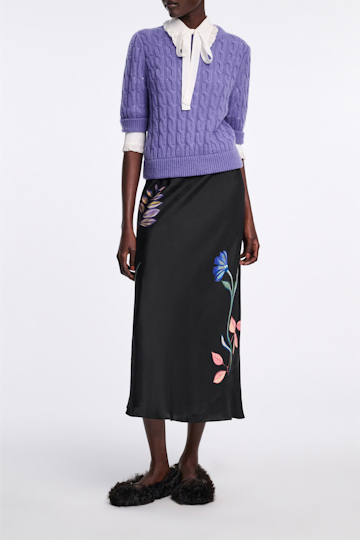 Dorothee Schumacher Cable knit short sleeve pullover hyacinth