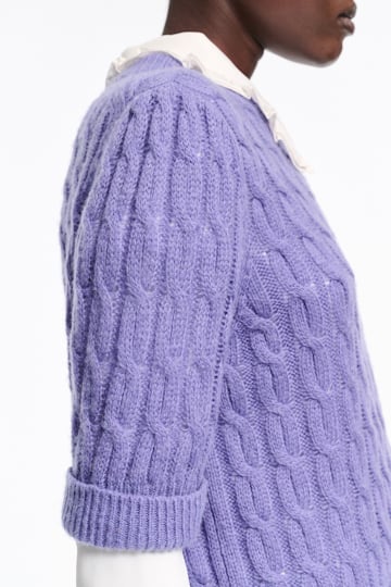 Dorothee Schumacher Cable knit short sleeve pullover hyacinth