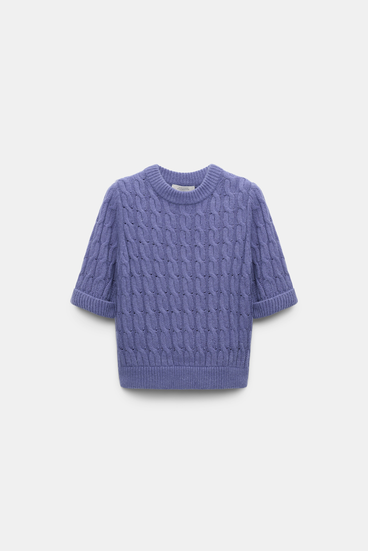 Dorothee Schumacher Cable knit short sleeve pullover hyacinth