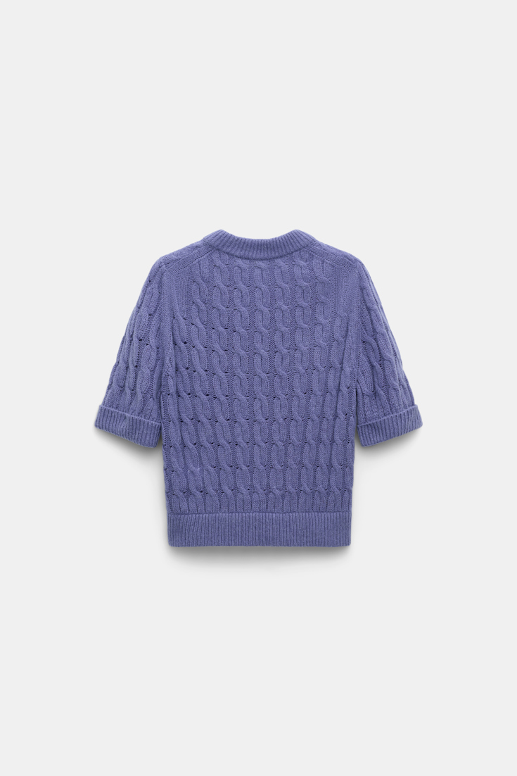 Dorothee Schumacher Cable knit short sleeve pullover hyacinth