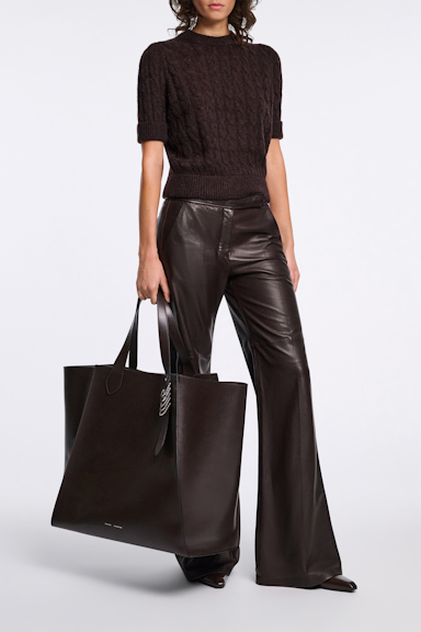 Dorothee Schumacher Cable knit short sleeve pullover black chocolate