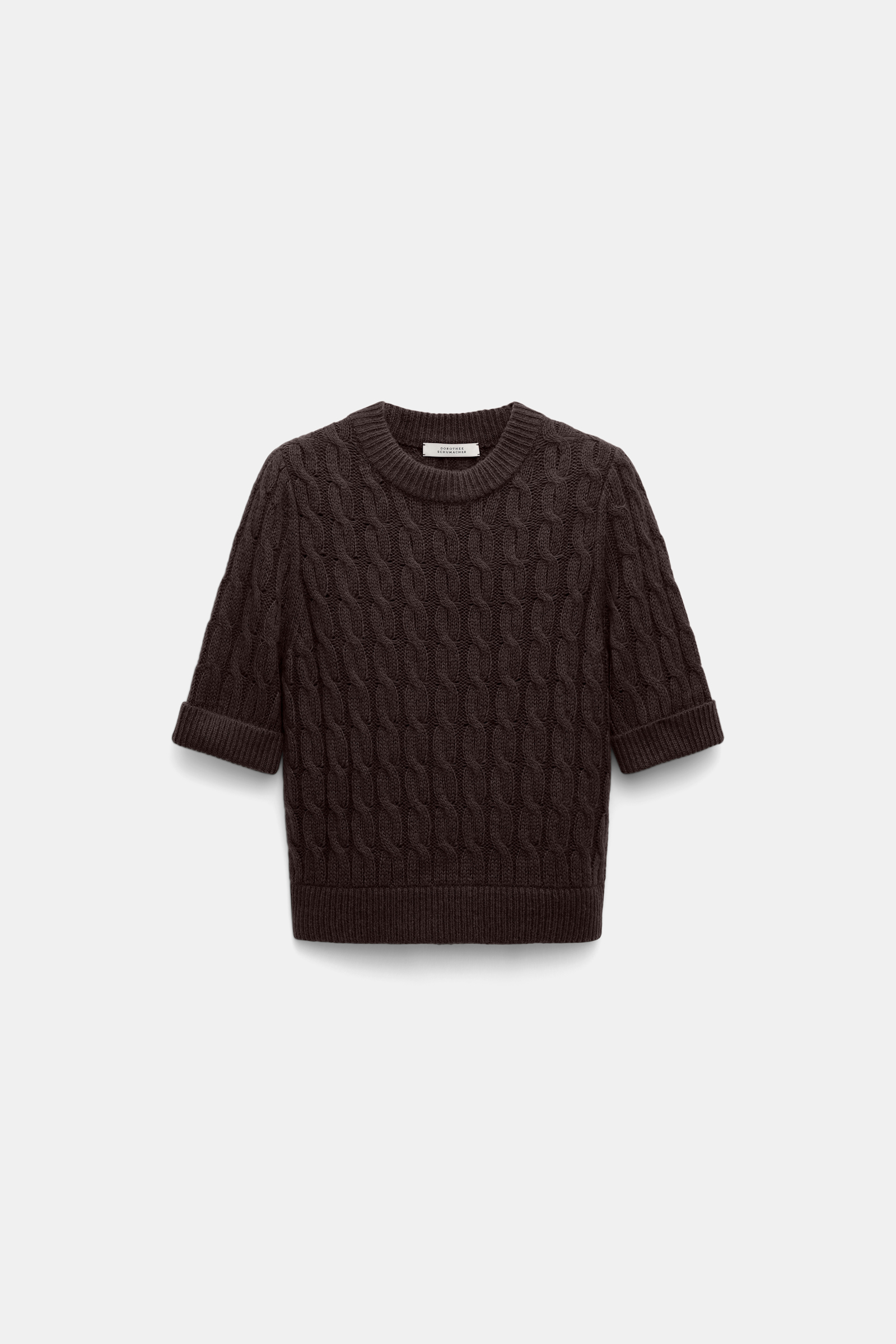Dorothee Schumacher Cable knit short sleeve pullover black chocolate