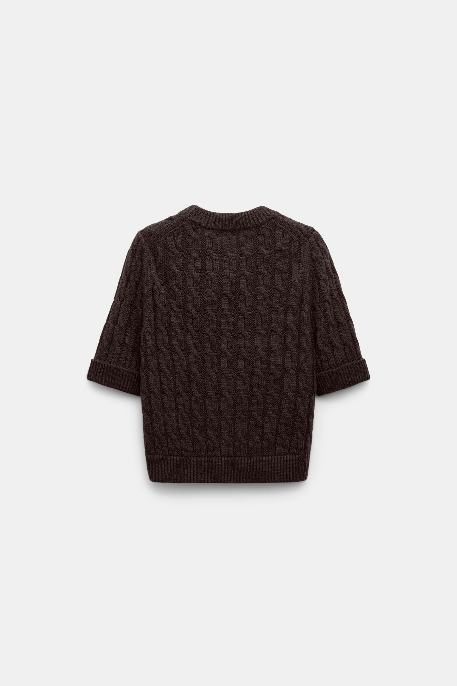 Dorothee Schumacher Cable knit short sleeve pullover black chocolate