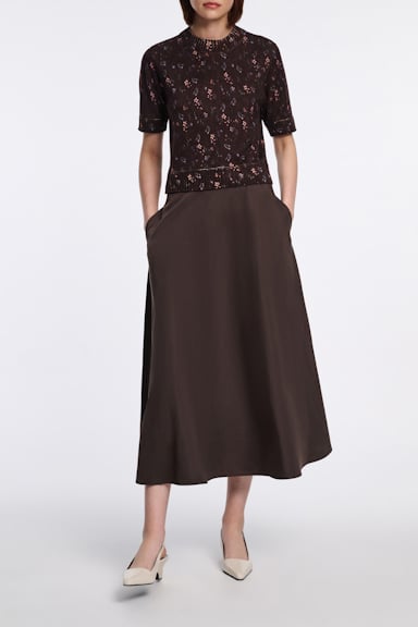 Dorothee Schumacher Rundhalspullover mit Flower-Print winter blossom dark brown