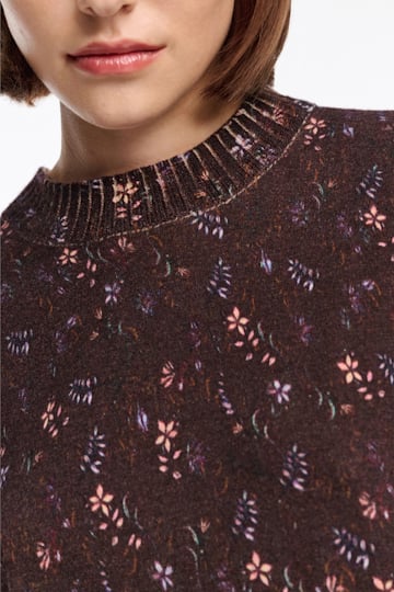 Dorothee Schumacher Rundhalspullover mit Flower-Print winter blossom dark brown