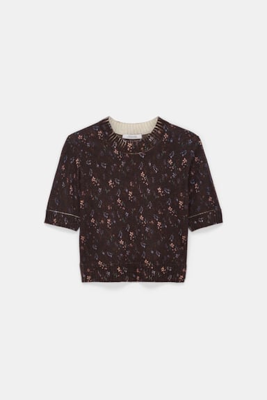 Dorothee Schumacher Rundhalspullover mit Flower-Print winter blossom dark brown