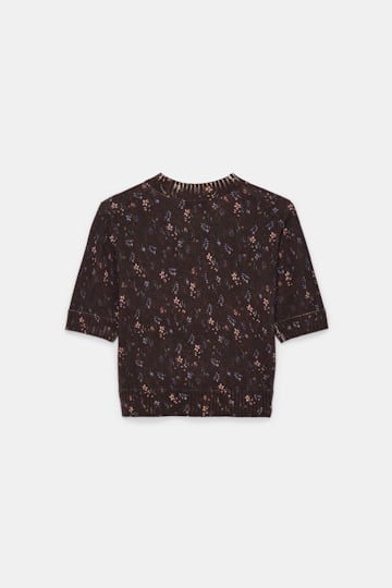 Dorothee Schumacher Rundhalspullover mit Flower-Print winter blossom dark brown