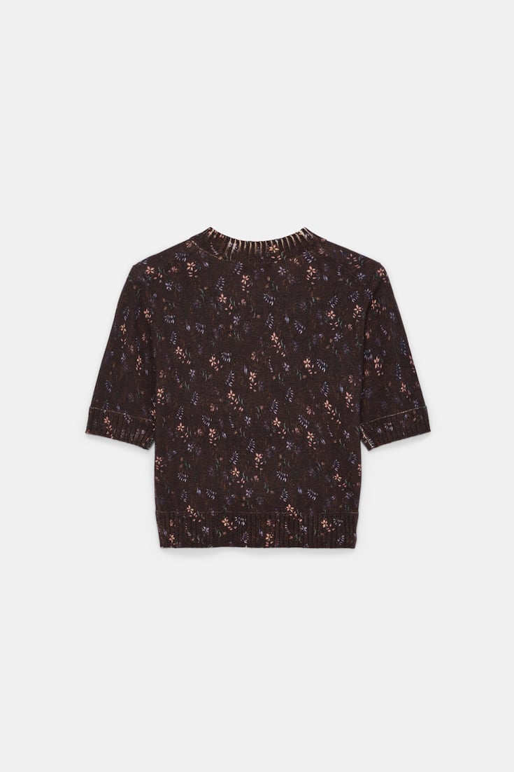 Dorothee Schumacher Rundhalspullover mit Flower-Print winter blossom dark brown