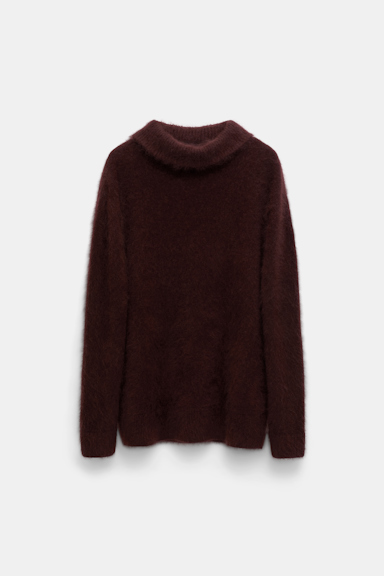 Dorothee Schumacher Virgin Merino-cashmere turtleneck pullover dark chocolate