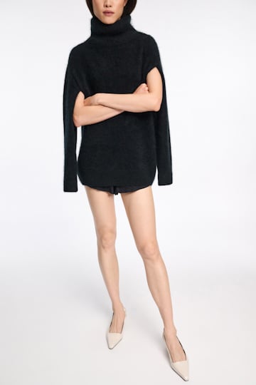 Dorothee Schumacher Fluffy Rollkragenpullover aus Merino und Kaschmir pure black