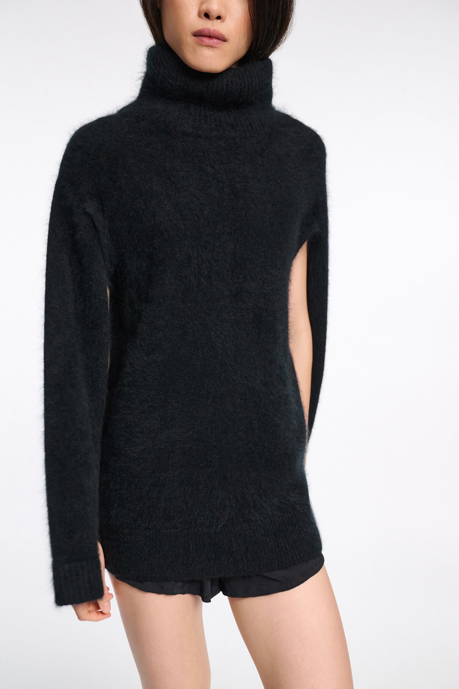 Dorothee Schumacher Fluffy Rollkragenpullover aus Merino und Kaschmir pure black