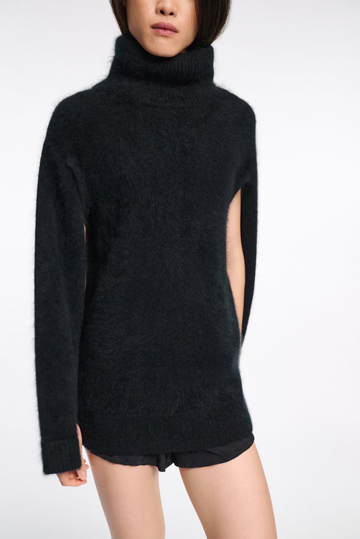 Dorothee Schumacher Fluffy Rollkragenpullover aus Merino und Kaschmir pure black