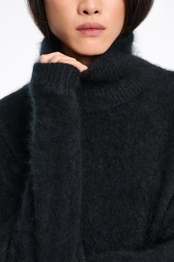 Dorothee Schumacher Fluffy Rollkragenpullover aus Merino und Kaschmir pure black