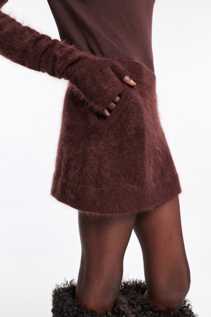 Dorothee Schumacher Virgin Merino-cashmere mini-skirt dark chocolate