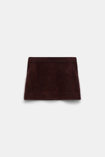 Dorothee Schumacher Virgin Merino-cashmere mini-skirt dark chocolate