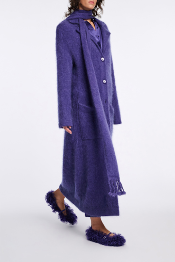 Dorothee Schumacher Fluffy Mantel aus Merino und Kaschmir lavendel night