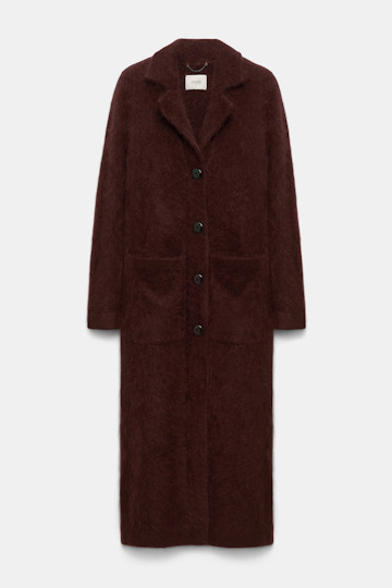 Dorothee Schumacher Fluffy Mantel aus Merino und Kaschmir dark chocolate