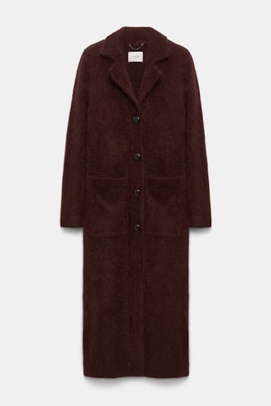 Dorothee Schumacher Fluffy Mantel aus Merino und Kaschmir dark chocolate