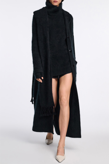Dorothee Schumacher Fluffy Mantel aus Merino und Kaschmir pure black