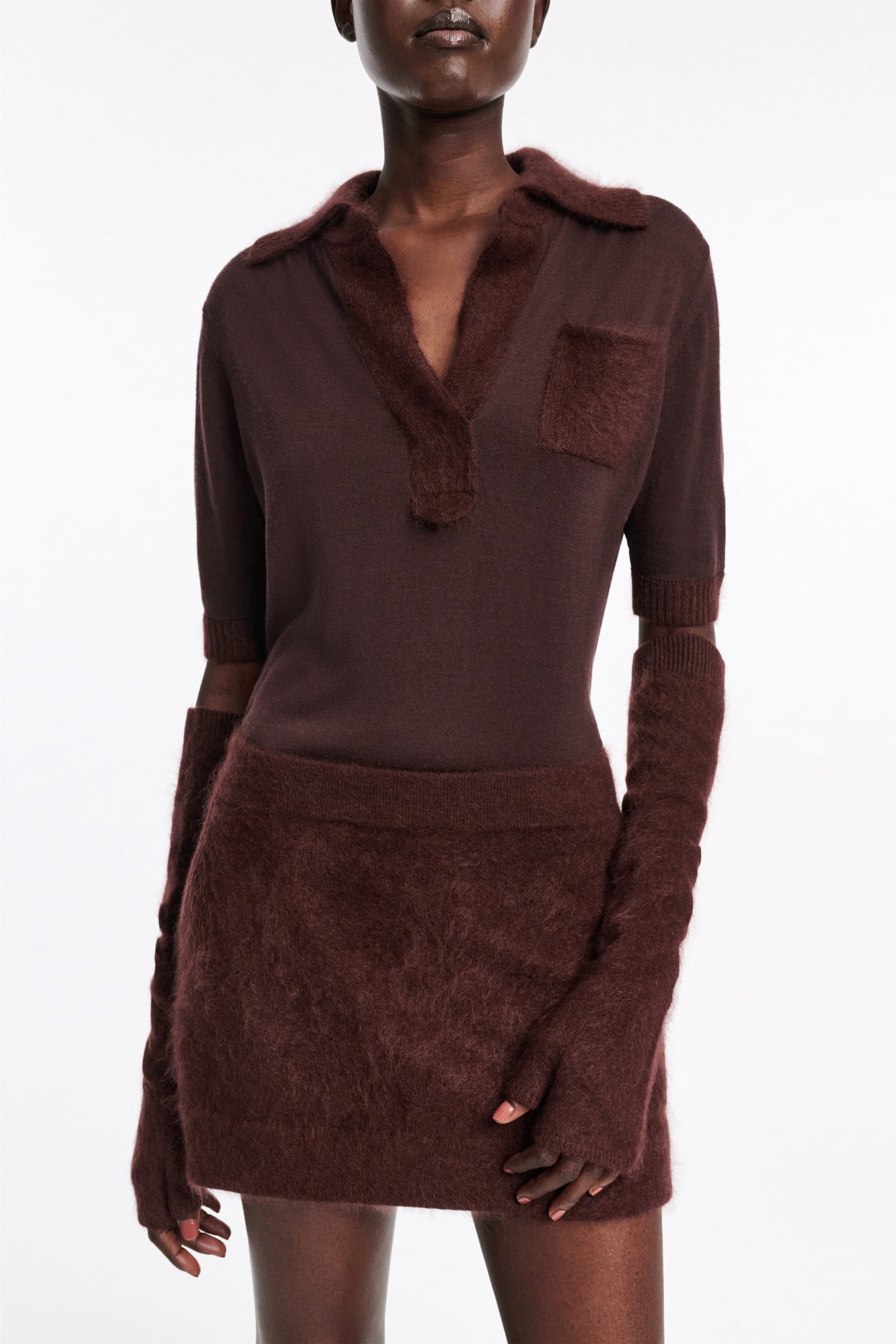 Dorothee Schumacher Fluffy Handschuhe aus Merino und Kaschmir dark chocolate