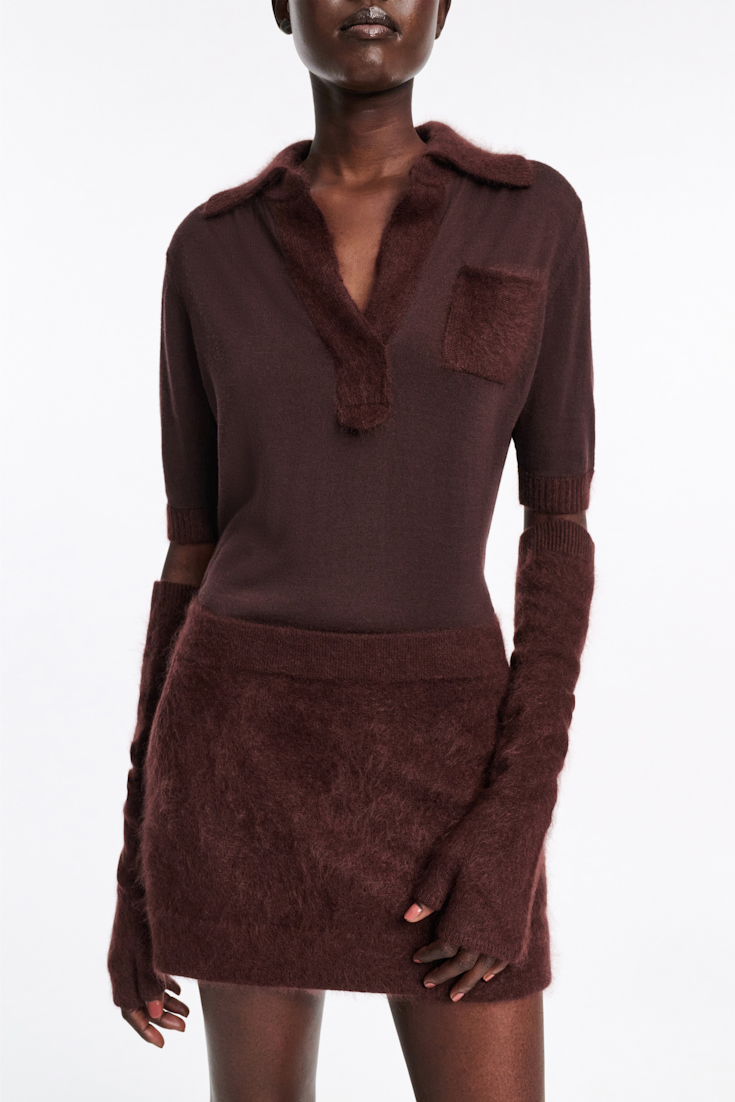 Dorothee Schumacher Fluffy Handschuhe aus Merino und Kaschmir dark chocolate