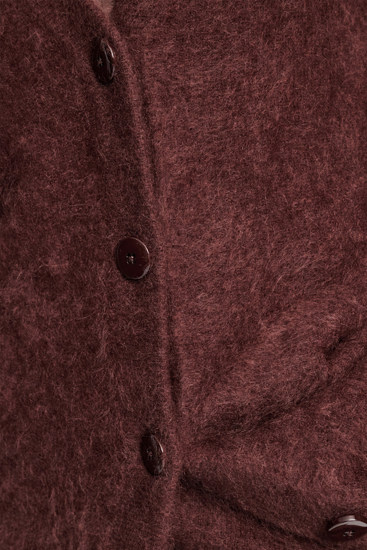 Dorothee Schumacher Fluffy Cardigan mit V-Ausschnitt dark chocolate