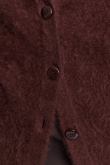 Dorothee Schumacher Fluffy Cardigan mit V-Ausschnitt dark chocolate