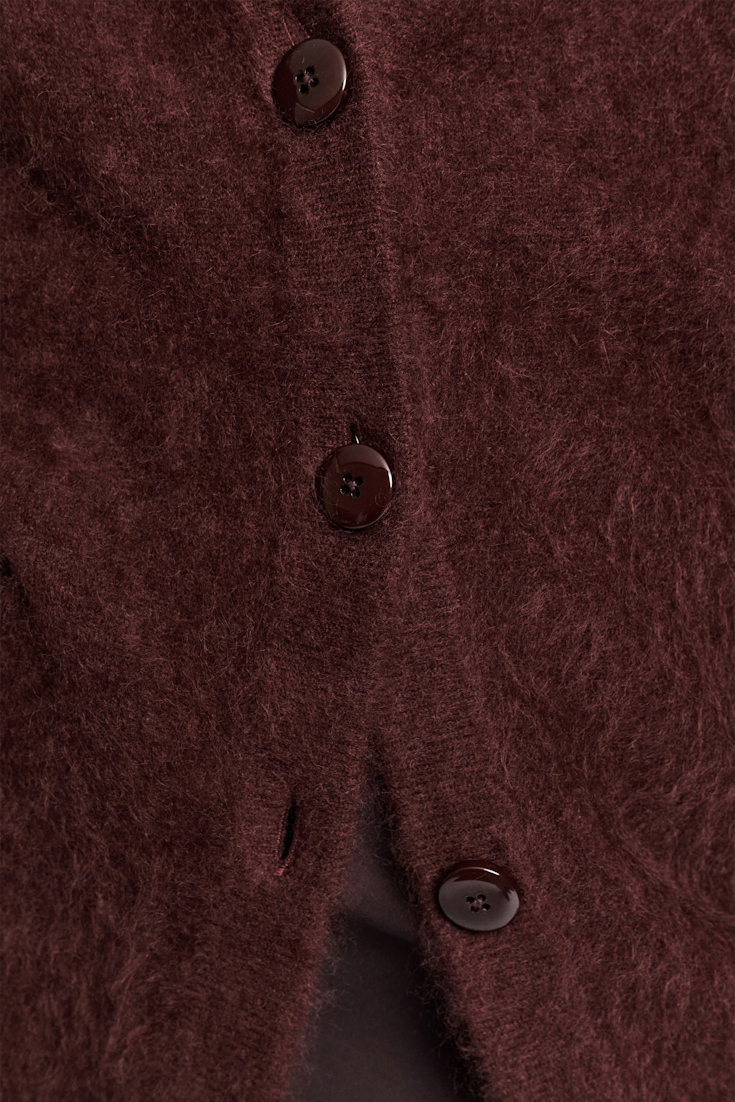 Dorothee Schumacher Fluffy Cardigan mit V-Ausschnitt dark chocolate