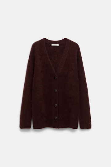 Dorothee Schumacher Fluffy Cardigan mit V-Ausschnitt dark chocolate