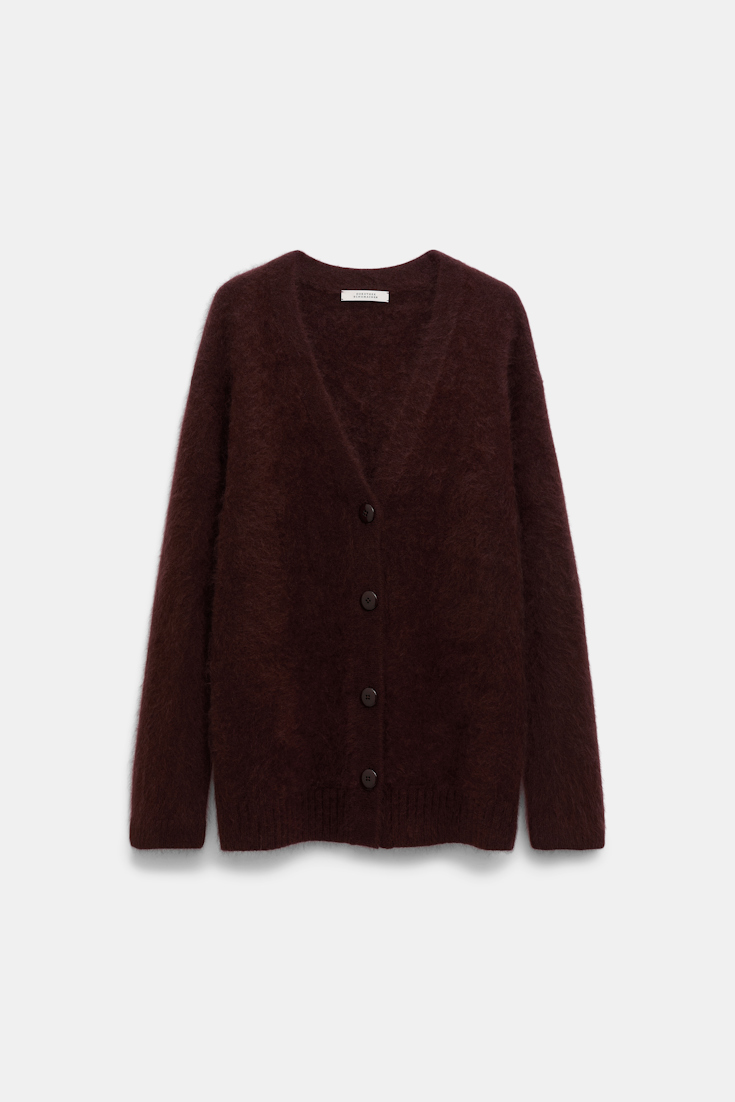Dorothee Schumacher Fluffy Cardigan mit V-Ausschnitt dark chocolate