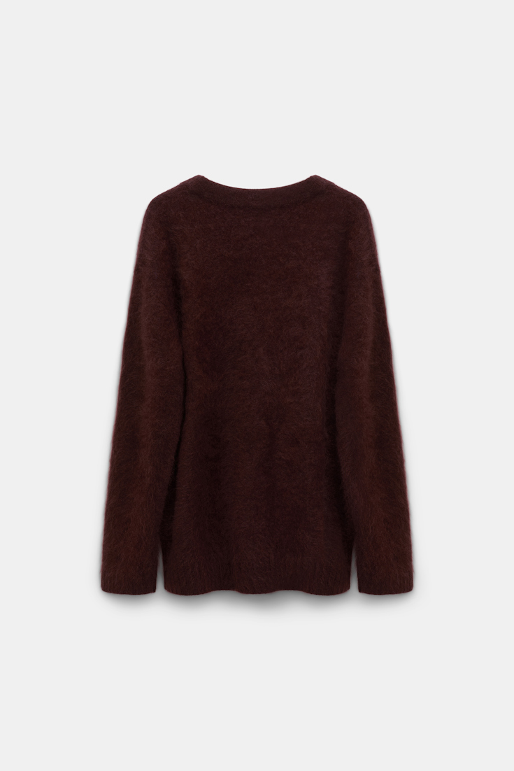 Dorothee Schumacher Fluffy Cardigan mit V-Ausschnitt dark chocolate