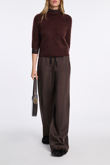Dorothee Schumacher Virgin Merino-cashmere turtleneck pullover dark chocolate