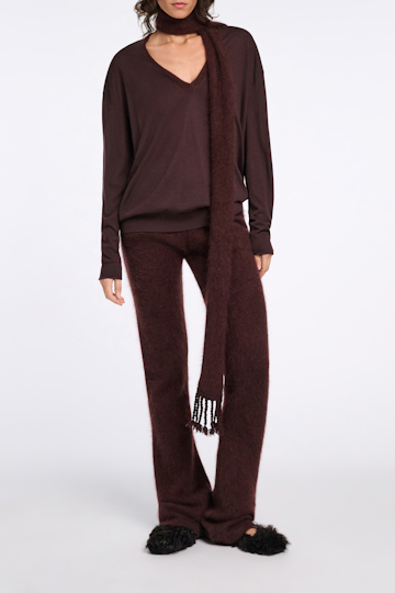 Dorothee Schumacher Virgin Merino-cashmere scarf dark chocolate