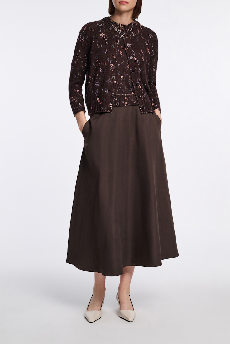 Dorothee Schumacher Cardigan mit Rundhalsausschnitt und Flower-Print winter blossom dark brown