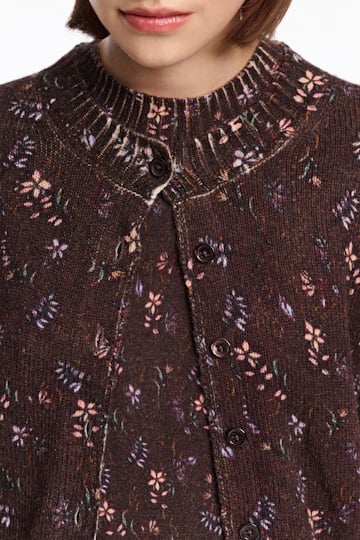 Dorothee Schumacher Cardigan mit Rundhalsausschnitt und Flower-Print winter blossom dark brown