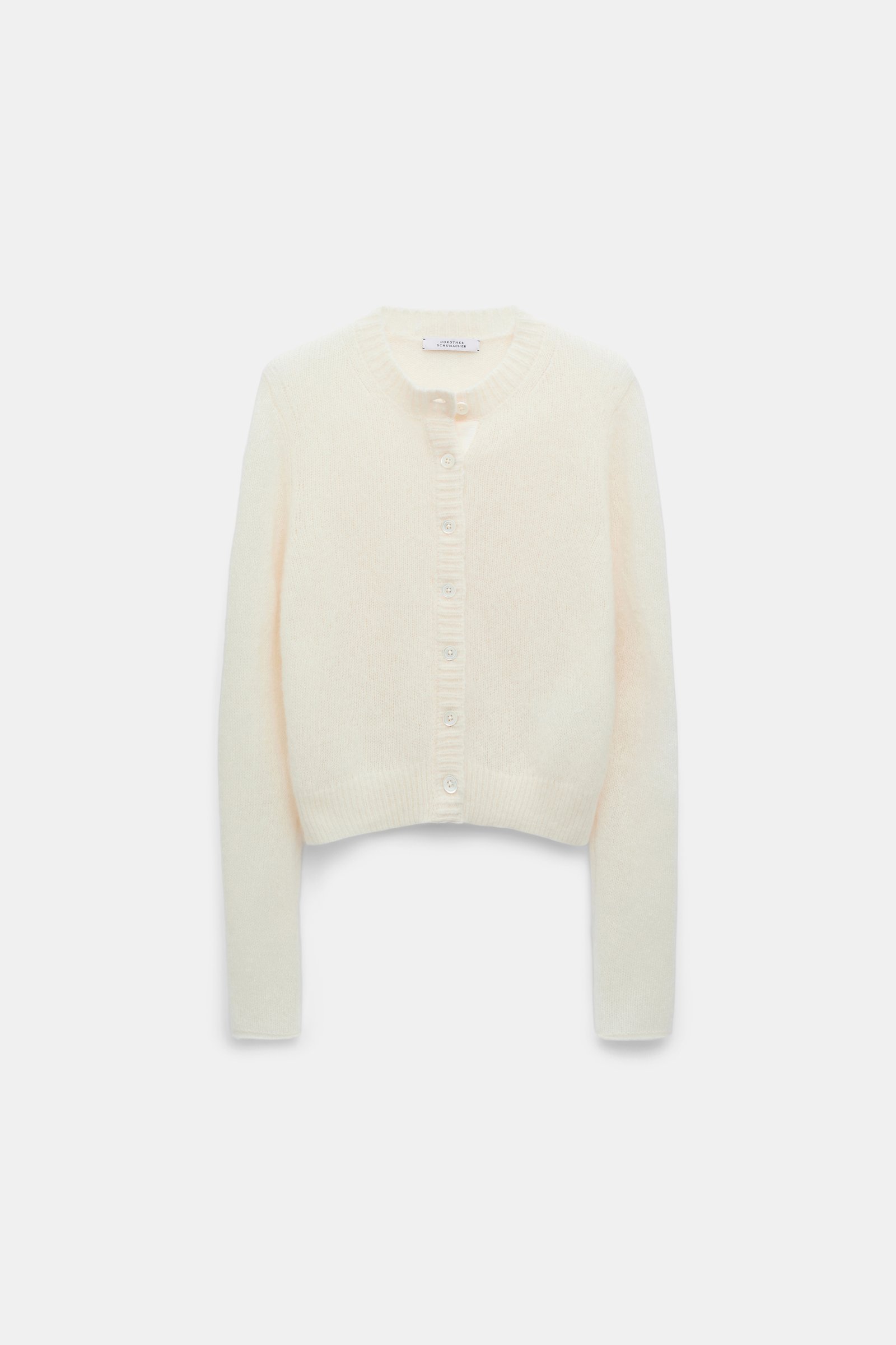 Dorothee Schumacher Cardigan mit Rundhalsausschnitt camellia white