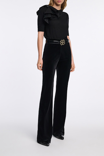 Dorothee Schumacher Virgin Merino pullover with satin bow pure black