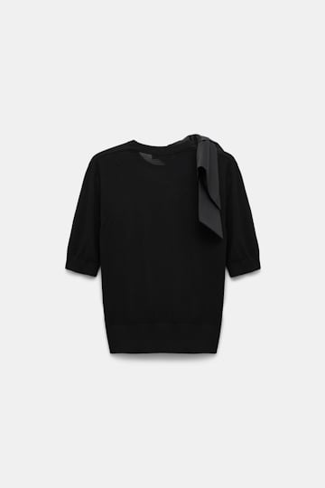 Dorothee Schumacher Virgin Merino pullover with satin bow pure black