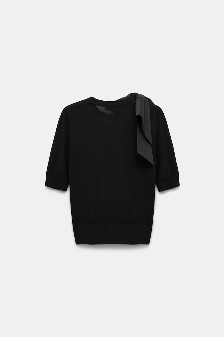 Dorothee Schumacher Virgin Merino pullover with satin bow pure black